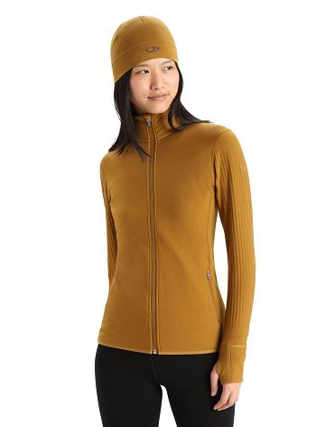 Clove Women's Icebreaker RealFleece™ Merino Descender Long Sleeve Zip Jackets | USA 1647UZGT